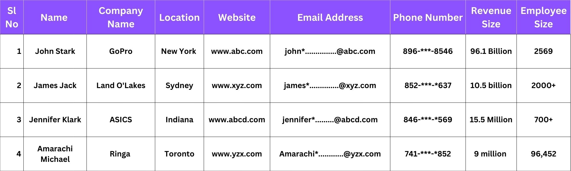 CMO Email List Sample